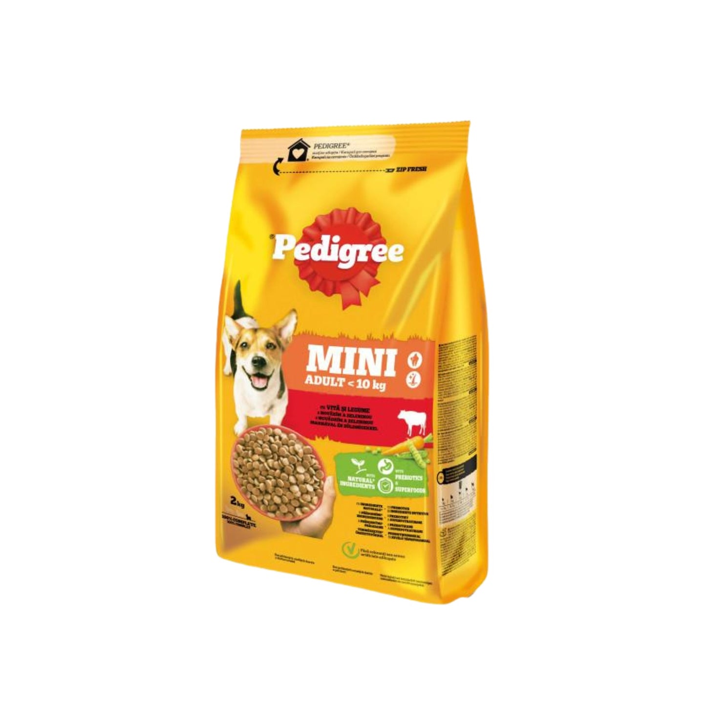 Hrana uscata pentru caini Pedigree Adult, Talie Mica, Vita si Legume, 2Kg
