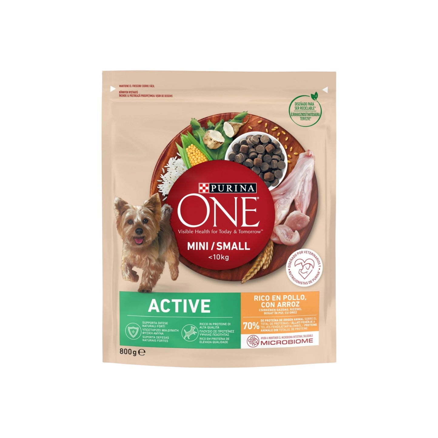 Hrana caini Purina ONE Mini Active pui cu orez 800g