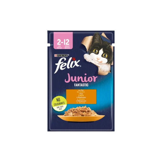 Hrana umeda pentru pisici, Felix Fantastic Junior, junior, carne de pui in aspic, 85g
