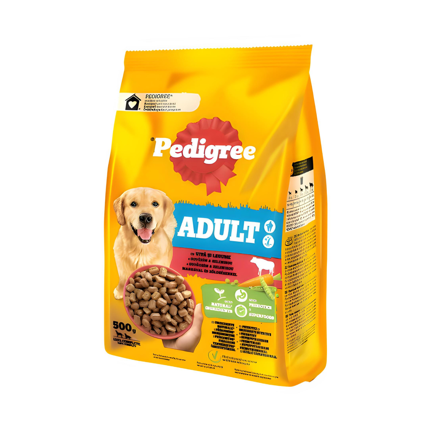 Hrana pentru caini Pedigree Adult cu vita si legume, 500g, pentru rase medii si mari