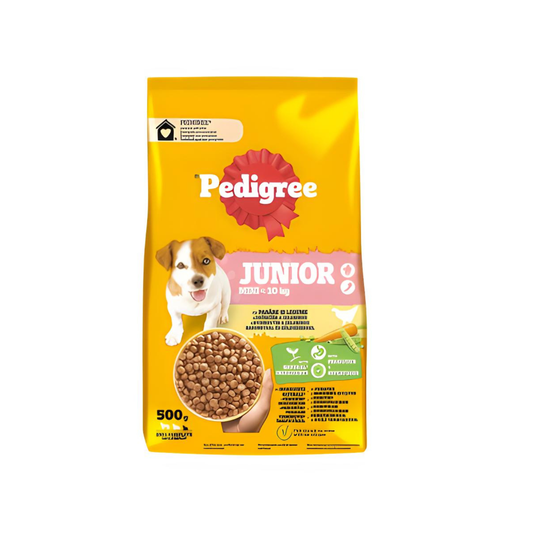 Hrana uscata pentru caini Juniori talie mica Pedigree, cu pasare si legume, 500 g