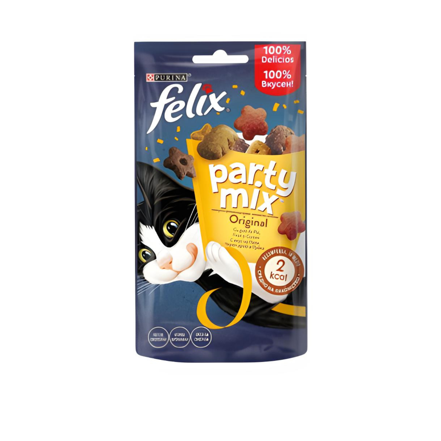 Recompensa pisici / hrana complementara, Felix Party Mix, adult, carne de pui, ficat si curcan, 60g