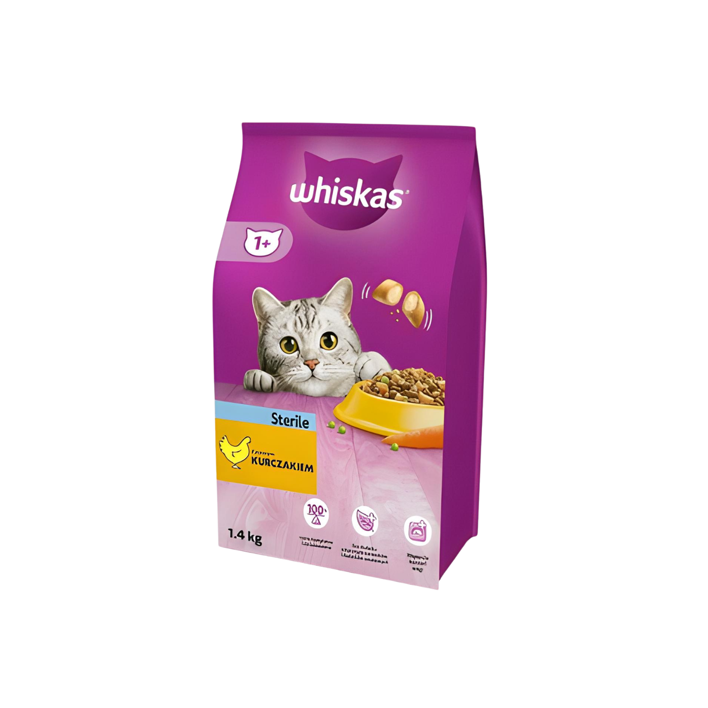 Hrana uscata pentru pisici WHISKAS, Sterile, Pui, 1.4 kg