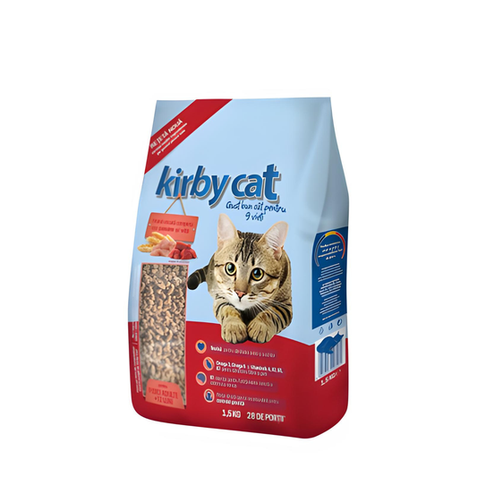 Hrana uscata pentru pisici Kirby Cat cu pasare si vita, 1,5 kg