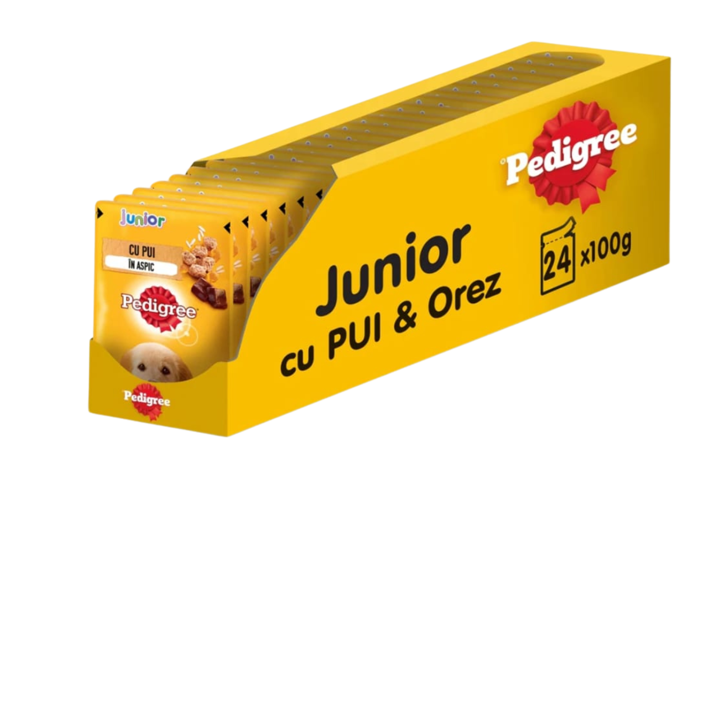 Hrana umeda pentru caini Pedigree Junior, pui cu orez in aspic 100g