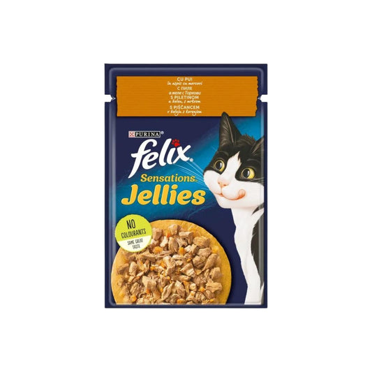 Hrana umeda pentru pisici, Felix Sensations, adult, carne de pui in aspic, 85g