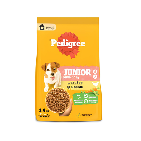 Hrana uscata pentru caini Pedigree, Junior S, pasare si legume, 1.4 kg