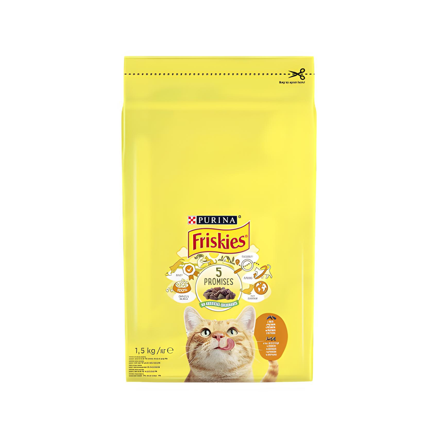 FRISKIES Hrană uscată pentru pisici Adulte, cu Pui, Ficat şi Legume 1,5kg