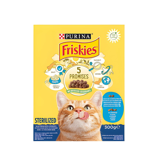 Hrana uscata pentru pisici Friskies Sterile, pentru adult, cu aroma de somon si legume, cantitate 300g