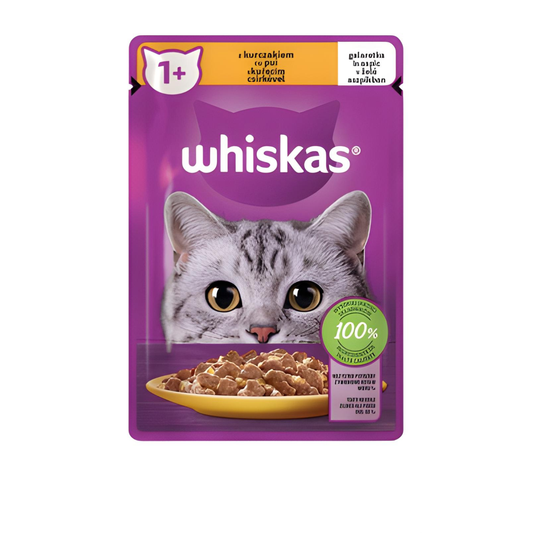 Hrana umeda pentru pisici, Whiskas, adult, pui in aspic, 85g