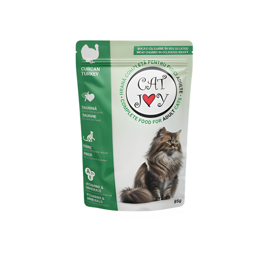 Hrana umeda pentru pisici Cat Joy, adult, carne de curcan, in sos, 85 g