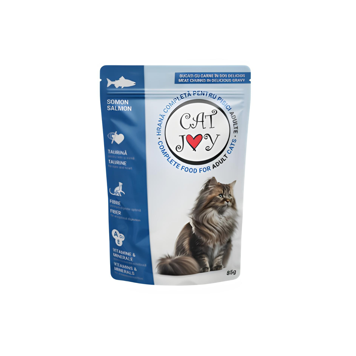 Hrana umeda pentru pisici Cat Joy, adult, somon, in sos, 85 g