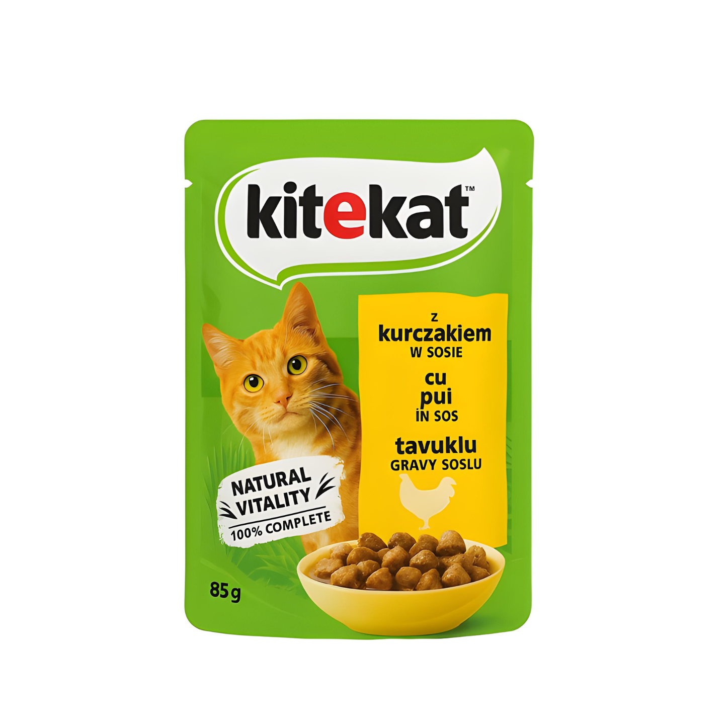 Hrana umeda pentru pisici Kitekat, bucatele de pui in sos, 85 g