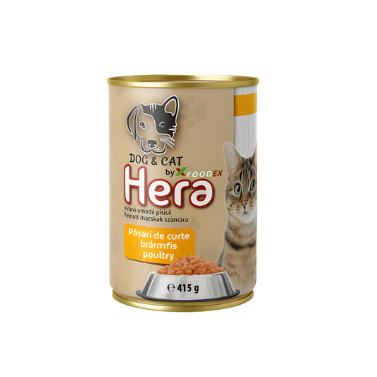Hrana umeda pisici HERA 415g cu pasari de curte