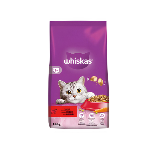 Hrana uscata pentru pisici, Whiskas, adult, carne de vita, 1,4kg