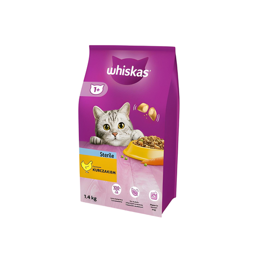 Hrana uscata pentru pisici WHISKAS, Sterile, Pui, 1.4 kg