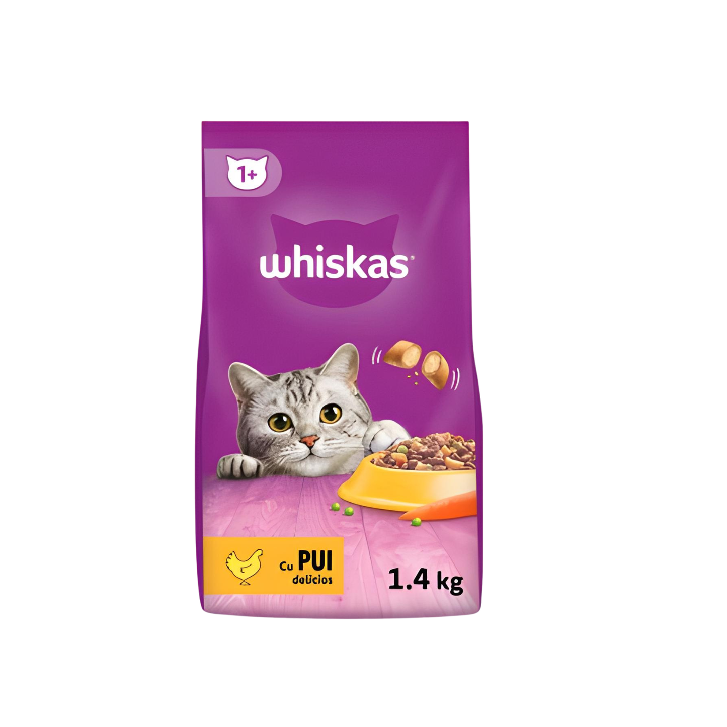 WHISKAS,Hrana uscata pentru pisici, Whiskas, adult, carne de pui, 1.4kg